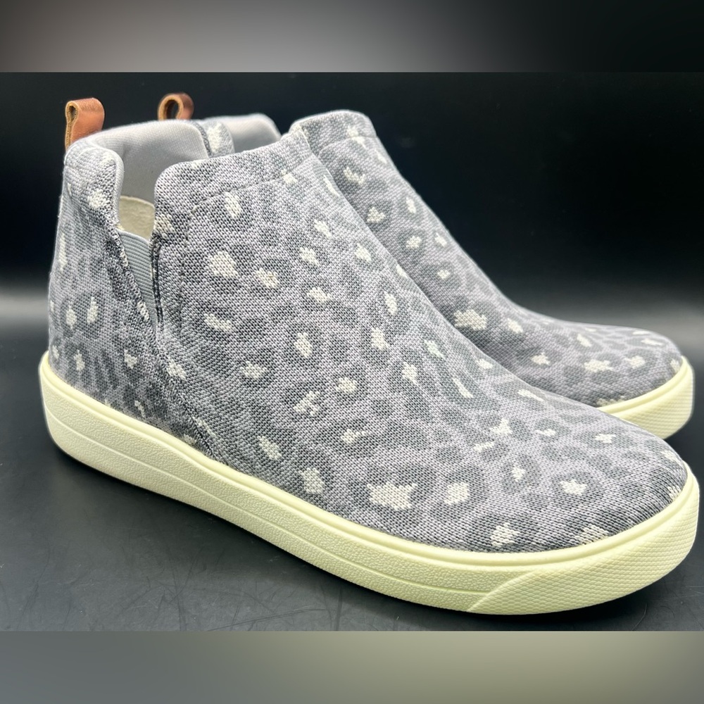 Ryka- Gray Leopard Print Slip-On Sneakers, Size:9W